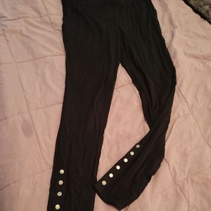 Black Medium Leggings With Silver Buttons At Bottom Nwot viscose spandex